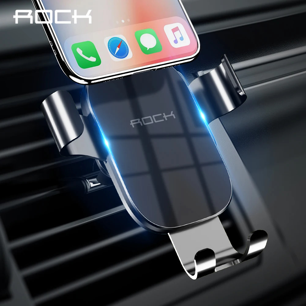 Автомобильный держатель для телефона ROCK Gravity, вращение на 360, подставка для мобильного телефона, держатель на вентиляционное отверстие автомобиля, универсальный кронштейн для iPhone, samsung - Цвет: Air Vent Black