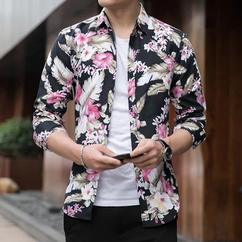

Autumn new men's flower shirt long sleeve large size S-7XL, fashion casual shsirt