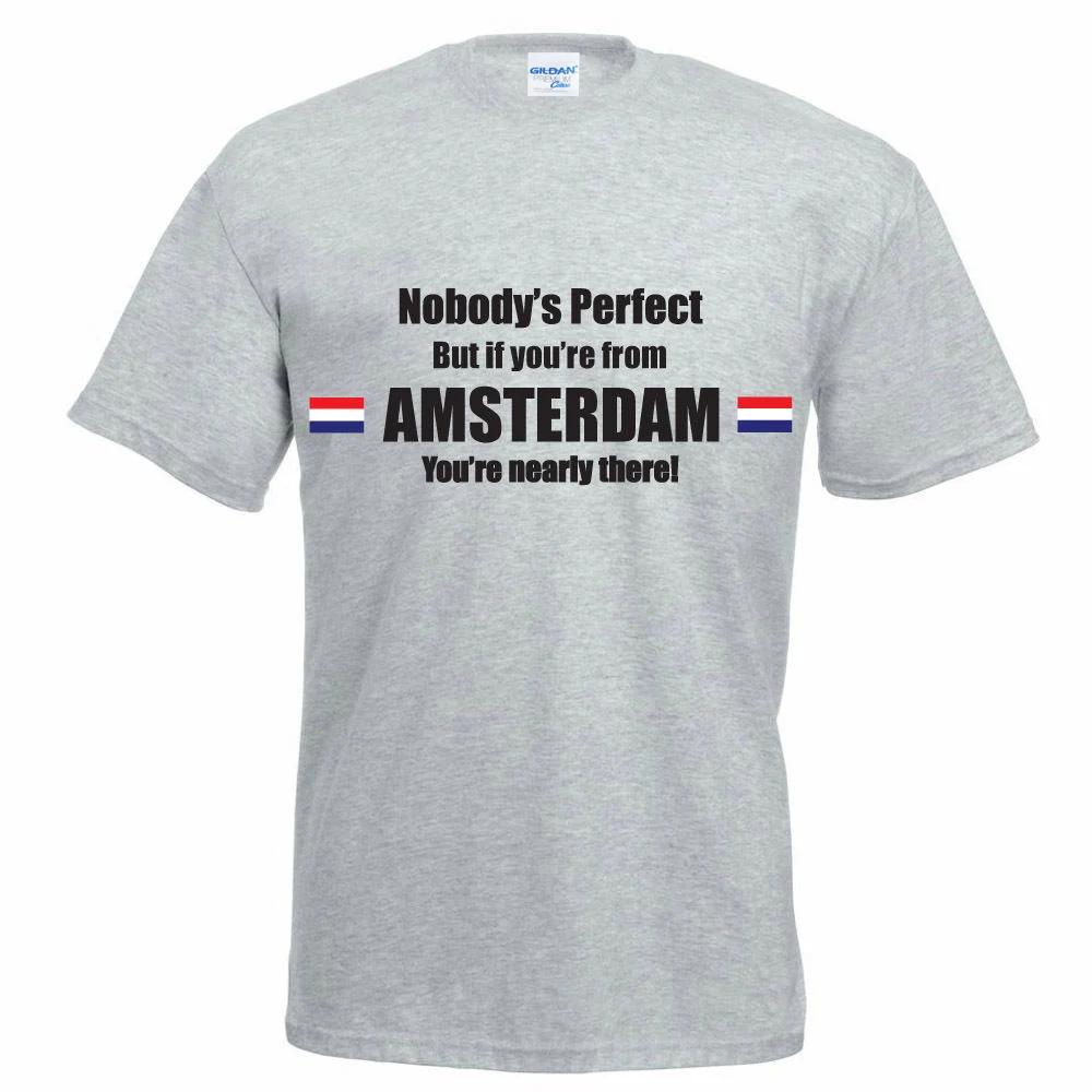 Мужская футболка модная повседневная для взрослых Nobody's Perfect But If You'Re из Amsterdam