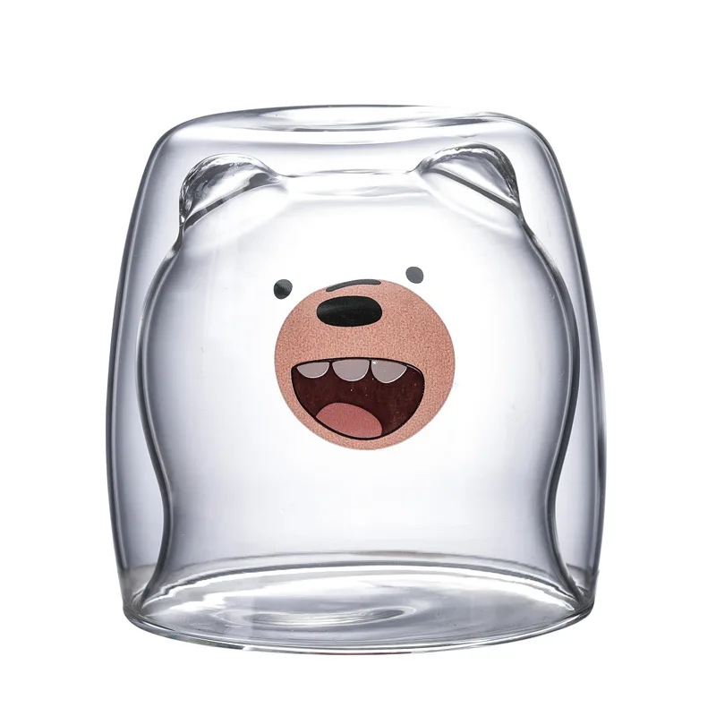

classic Double-layer High temperature resistance Glass Bear Cup Cartoon Creativity Coffee Cup Glass Cup Juice Milk Cup