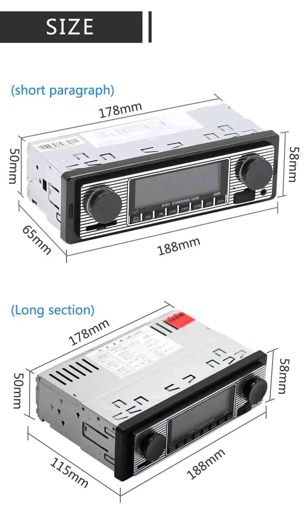 Bt винтажный радио MP3 плеер Стерео USB AUX классический автомобильный аудио U