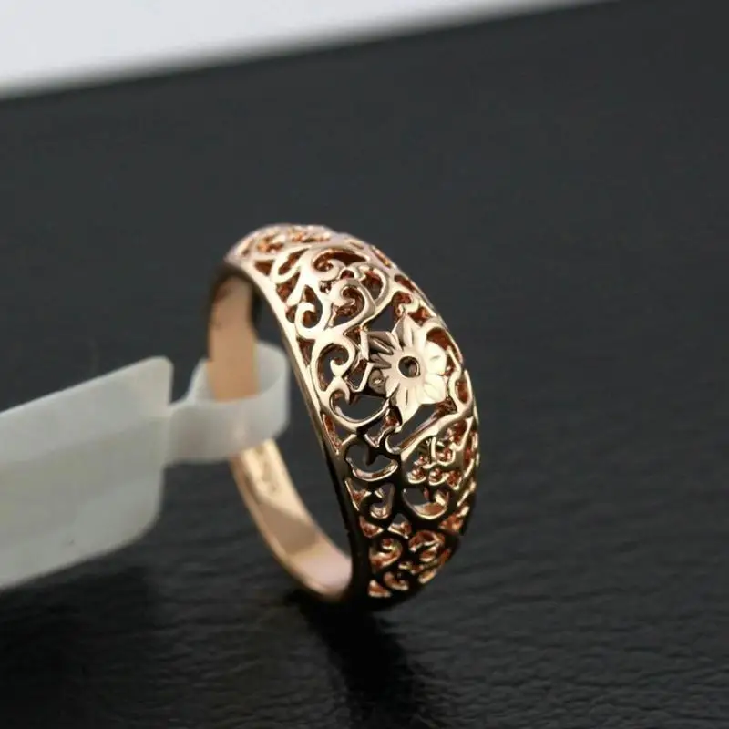 FDLK-anillo con diamantes de imitación clásicos para mujer, joyería de compromiso de boda y novia, Color oro rosa ► Foto 3/6
