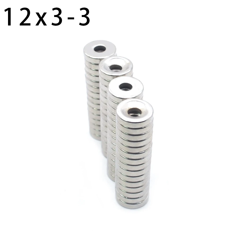 

12 * 3 1000pcs with countersunk hole: 3 mm disk rare earth neodymium strong refrigerator magnetsndfeb neodymium ring magnets