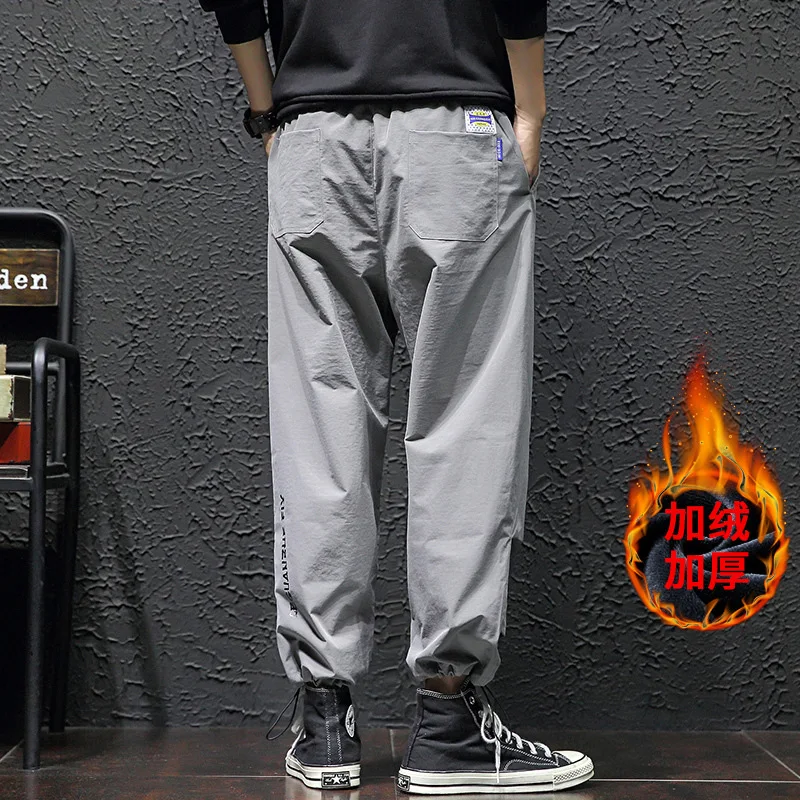 

2019 Hk1983 plus Velvet Japanese-style Black Wall Large Size Printed Bouquet Feet Pants with Velvet Sub-M-5x HK11