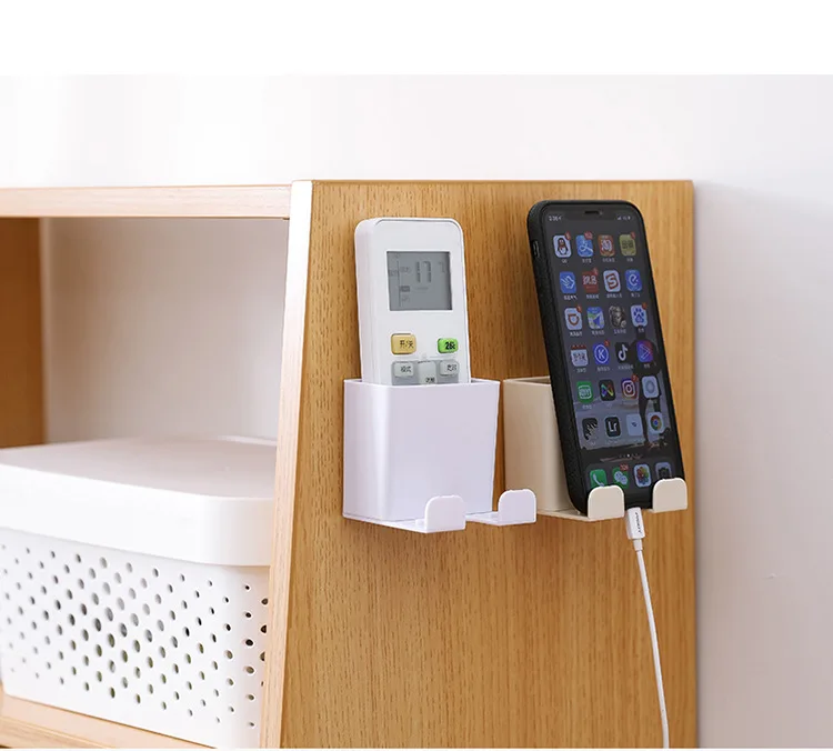 Japanese Style Remote Control Storage Box Living Room Household Wall Hangers Hole Punched Jewelry Storage Rack Plug Earphones St