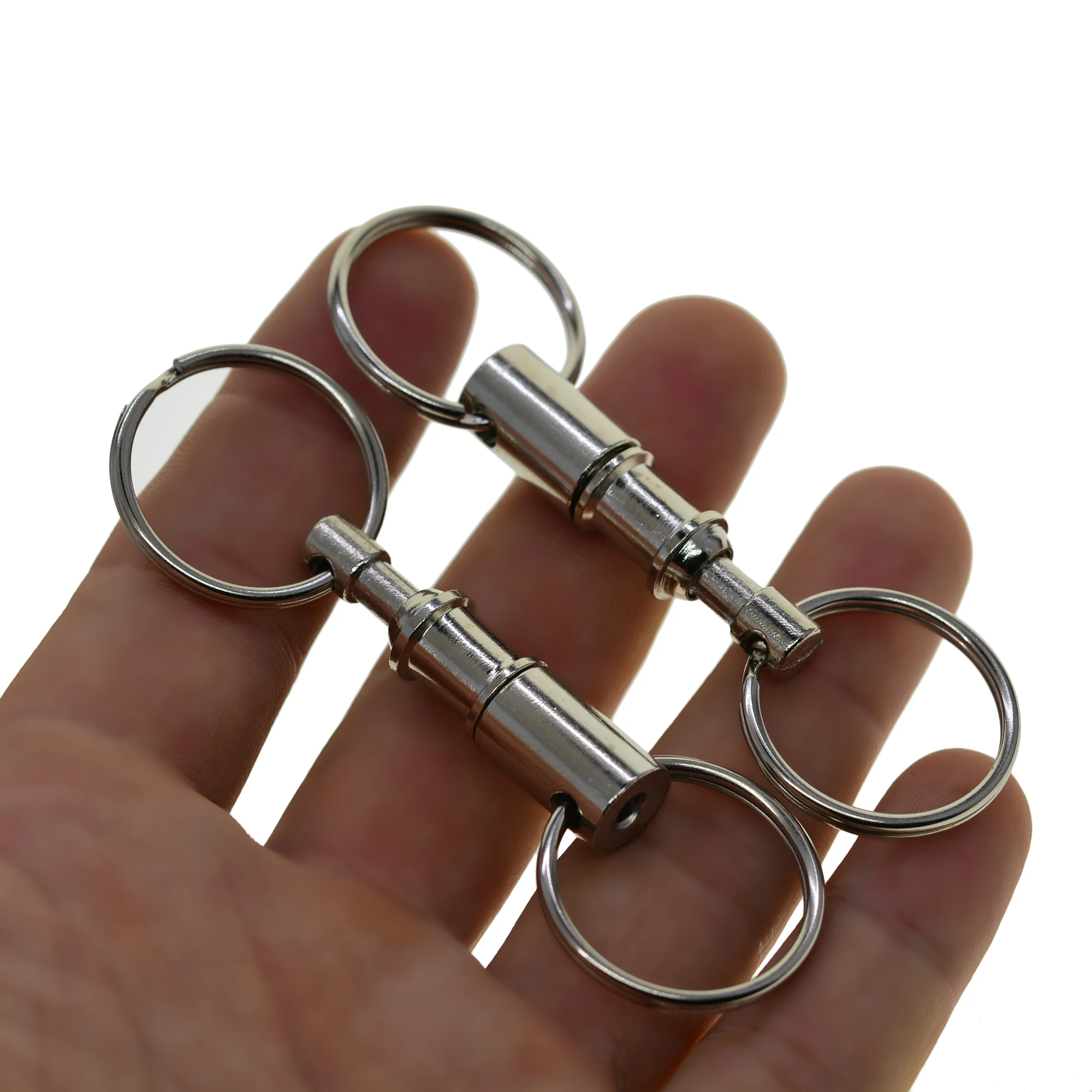 Removable Keyring Quick Release Keychain Dual Detachable Key Ring Snap Lock  Holder Steel Pull-Apart Key Rings