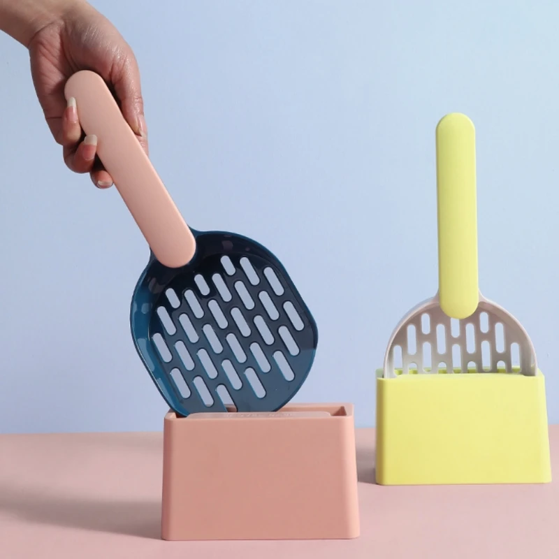 Cats Poop Scoop With Storage Box Cleaning Shovel Kitten Litter Holder