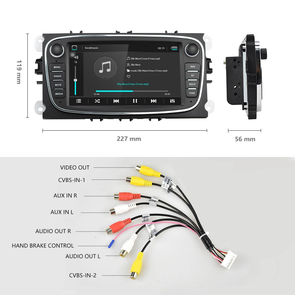 Podofo 4G HIFI Android 10 2 Din Car Radio Multimedia Video Player For Ford Focus S-Max Mondeo 9 Galaxy C-Max Navigation GPS 2din xtrons android car overhead player