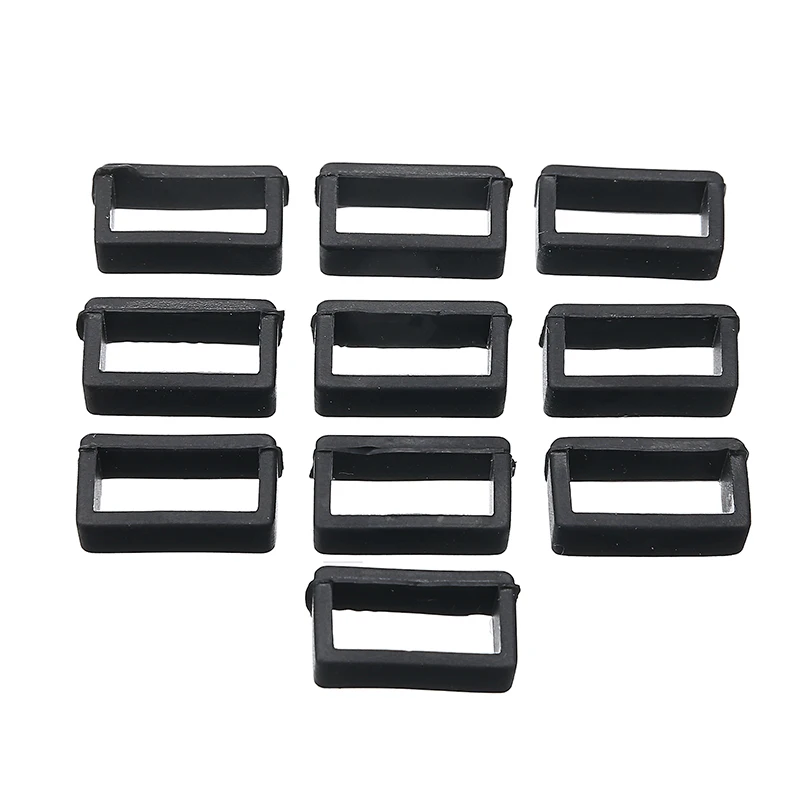 Shellhard 10pcs Rubber Black Retaining Ring Loop Keeper For Watch Strap Band Buckle 14mm/16mm