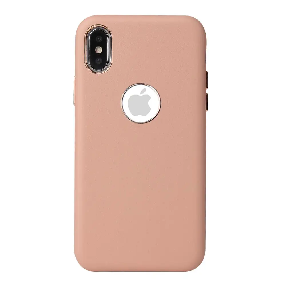 Чехол из искусственной кожи для iPhone 11 Pro Max, чехол с отверстием для логотипа, противоударный чехол-бампер для iPhone 7 8 Plus XS Max, сумка для телефона - Цвет: Pink