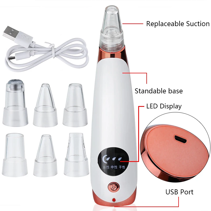 

Blackhead Remover Face Deep Pore Cleaning Instrument Facial Nose Acne Pimple Cleaner Vacuum Suction Beauty Skin Care Tool