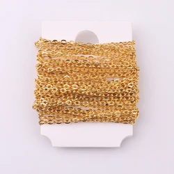 Versatile Multi - Color Flat Chain for DIY Jewelry Making - 5m Pack (Gold)