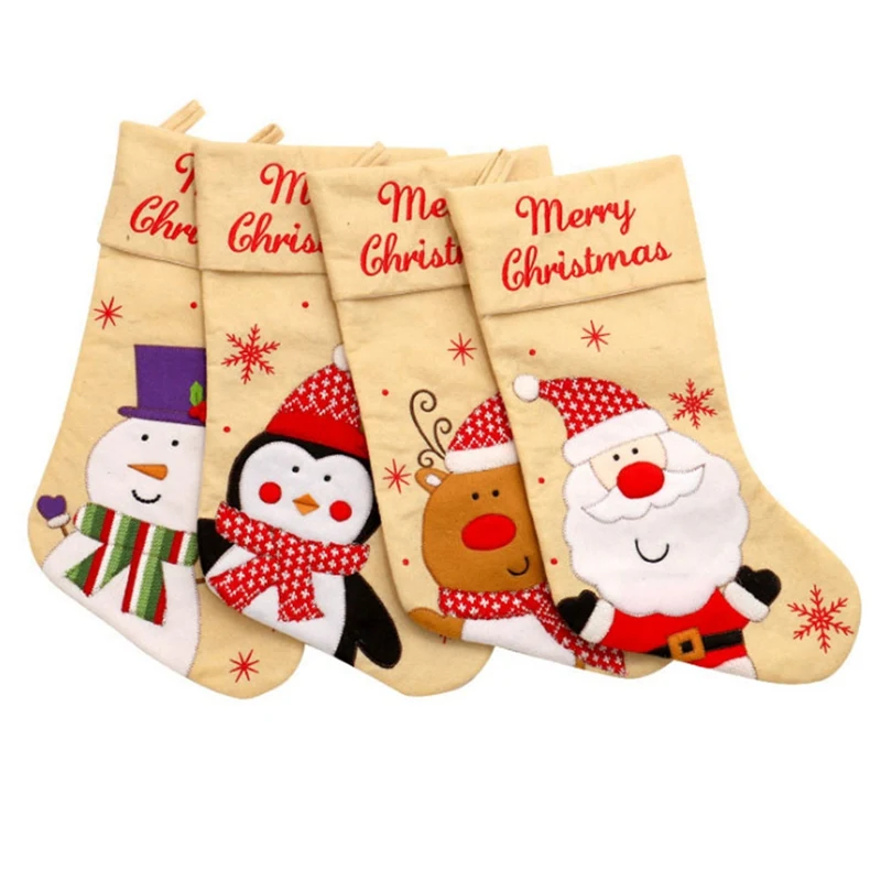 Рождественский чулок с подвесной веревкой, Рождественский Подарочный пакет для конфет для детей, портативные рождественские украшения(большой размер