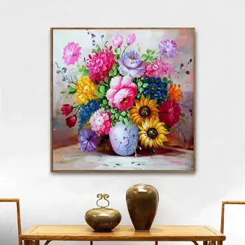 

5D diamond painting full of diamonds rose living room point paste brick cross stitch new embroidered small bedroom vase