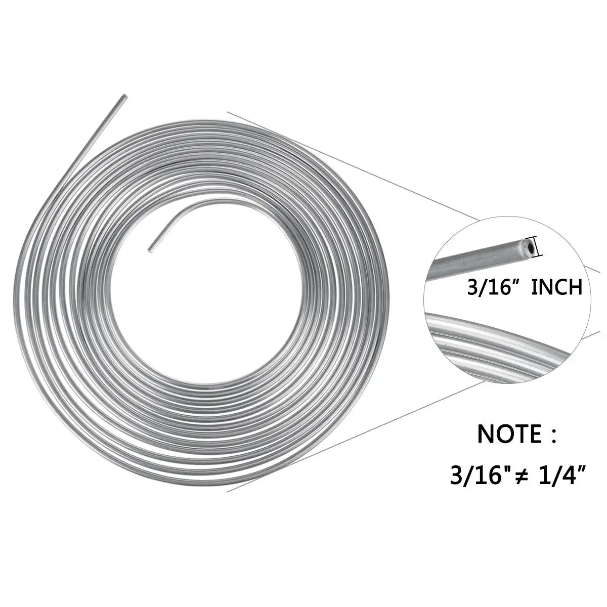 25Ft 7.62m Roll Tube Coil of 3/16''OD Copper Nickel /Zinc Brake Hose Line Tubing Pipe Rust Resistant W/ 15/16x Male Female Nuts