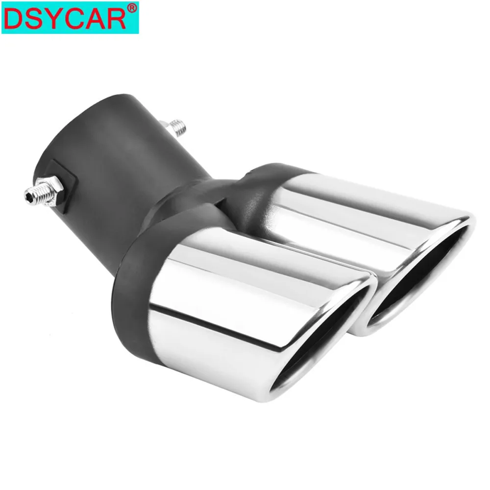Universal Car Auto Round Exhaust Muffler Tip Stainless Steel Exhause 1 to 2 Dual Pipe Chrome Trim Modified Car Rear Tail