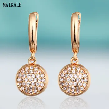 

MAIKALE Trendy Gold/Silver Color Plated Drop Earrings Paved AAA Cubic Zirconia Earrings for Women Jewelry Accessories Girls Gift