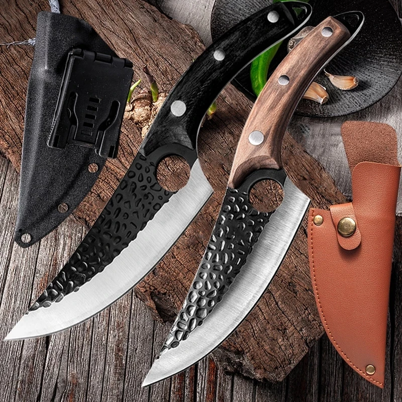 Kitchen Knife Stainless Steel Kitchen Boning Knife Fishing Knife Meat Cleaver Handmade Forged Chef Outdoor Cooking Cutter Butcher Tool