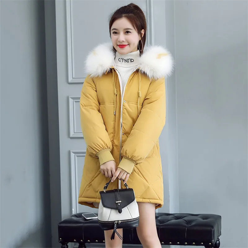 Beste Vrouwen Winter Parka Katoenen Jas 2019 Nieuwe Grote Maat Dikke Warme Jas Mid Lange Hooded Jassen Vrouwelijke Bontkraag Bovenkleding XIN260