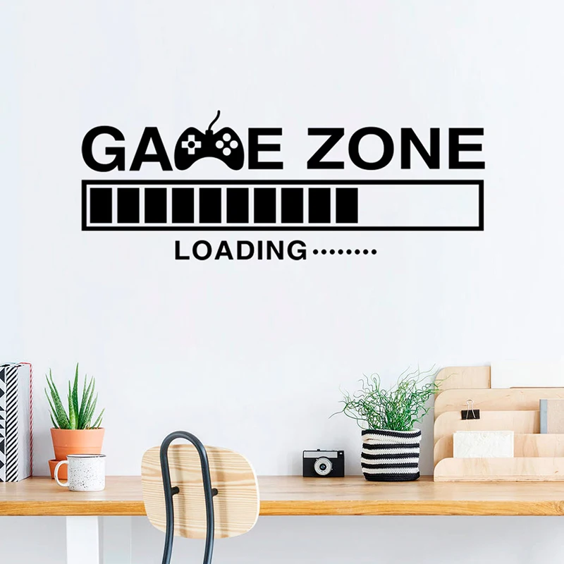 Game Room Home Decor Computer Video Game Zone Loading Decal Wall Quotes Mural Gamer Sign Vinyl Wall Stickers Playroom Decoration