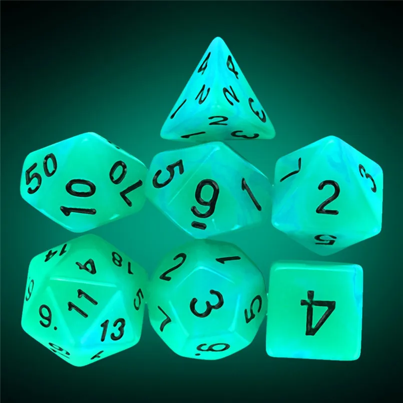7 шт. светящиеся многогранные кубики набор счастливых игр dados de rpg трпг Акриловые