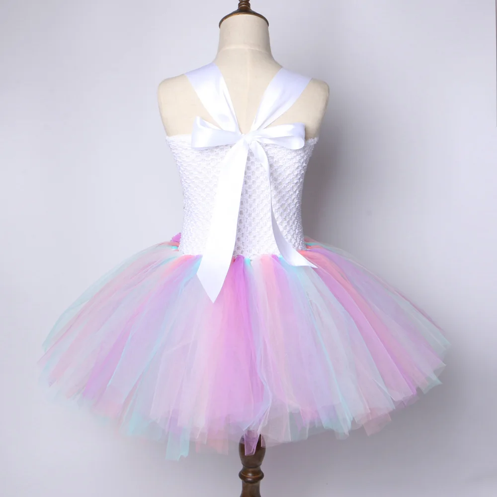 Girls Unicorn Tutu Dress - Pastel Rainbow Princess Costume for Kids - Birthday Party Dress or Halloween Outfit for Children Ages 1-14 image 3