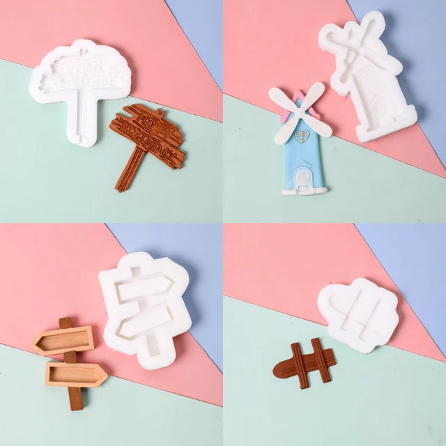Utcai Táblák, Kerítések, Szélmalmok Szilikon Penész Fondant Sütemények Dekorálva Penészcukor -Csokoládé Sütőeszközök A Sütemény Gumpaste -Hez