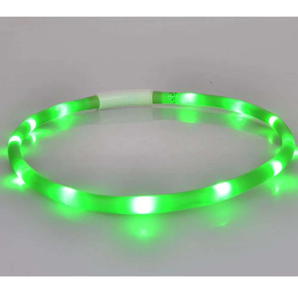 USB Водонепроницаемый светодиодный светильник с мигающим светом, безопасный ошейник для собак, ошейник для щенков, цветной ошейник для собак GK1106 - Цвет: green