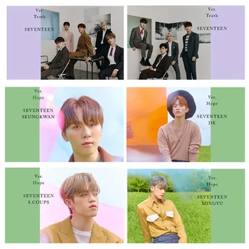 

26pcs/set K-pop SEVENTEEN Sticky Photo Cards New Fashion Crystal Card Stickers Fans Gift Collection Stationery Set