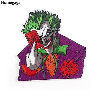 

10pcs/lot Homegaga Joker Patches Iron On Embroidered Patch Sewing Fabric Clothing Appliques Diy Backpack shirt Decoration D2508