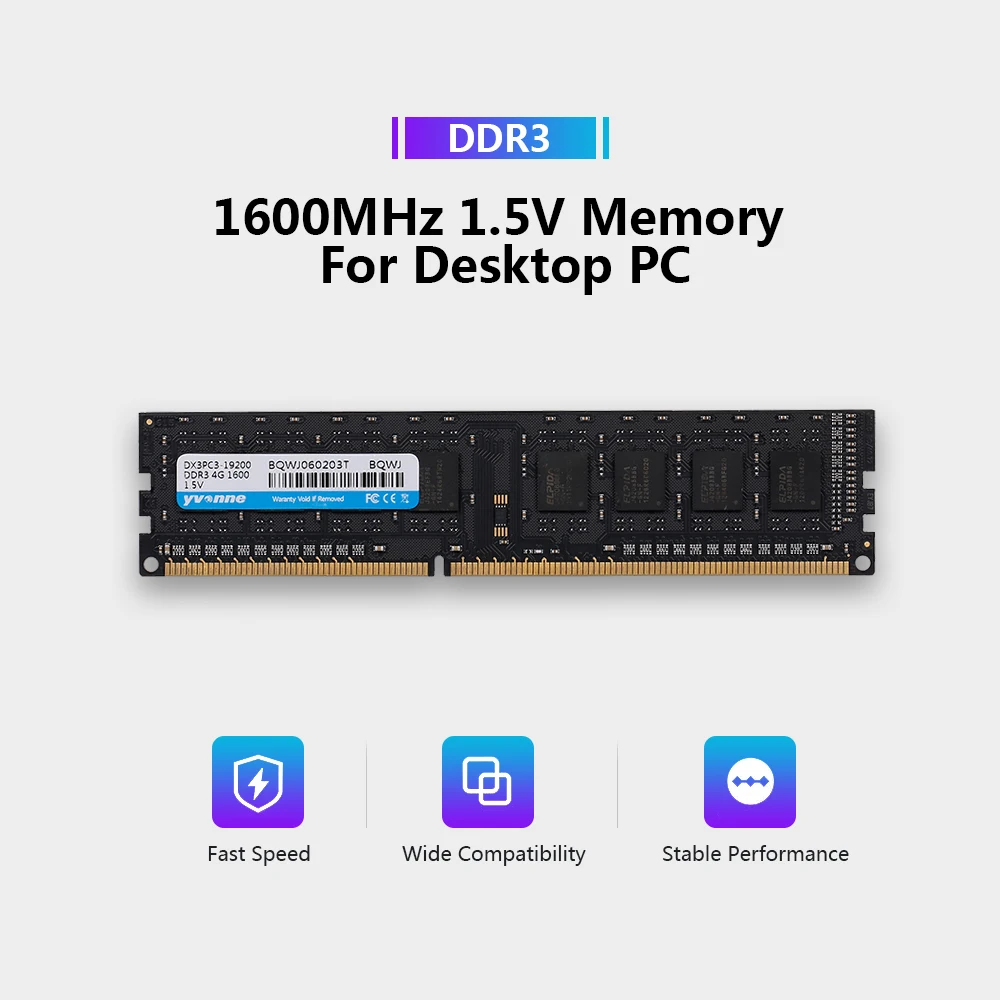 Оперативная память yvonne DDR3, 1600 МГц, 1,5 в, 4 ГБ, 8 ГБ, память для настольных ПК, оперативная память для ПК, низкое энергопотребление, широкая совместимость, 4 ГБ, 8 Гб