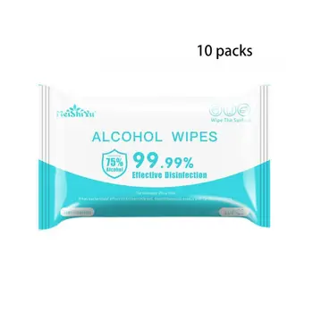 

10 Pack Disinfection 75% Alcohol Wet Wipes Portable Skin Cleaning Antiseptic Pad