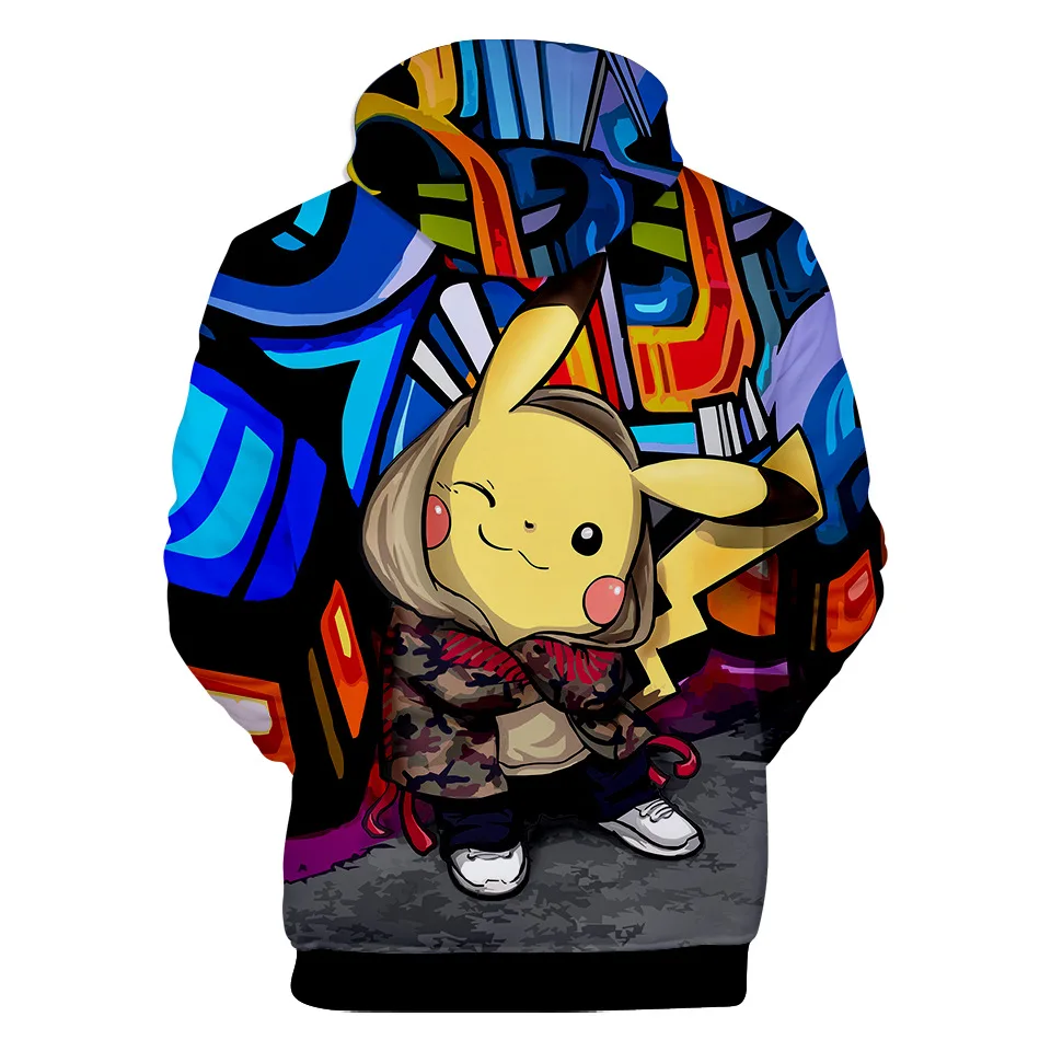 

Cross-border for pokemon with pockets Pokémon Pikachu 3D digital printed thin hooded hoodie