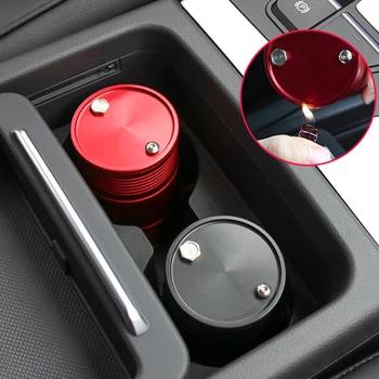 

Aluminum Alloy Car Ashtray With Rotating Lid High Flame Retardant Cigarette Cup Portable Convenient Smokeless Can Interior Style