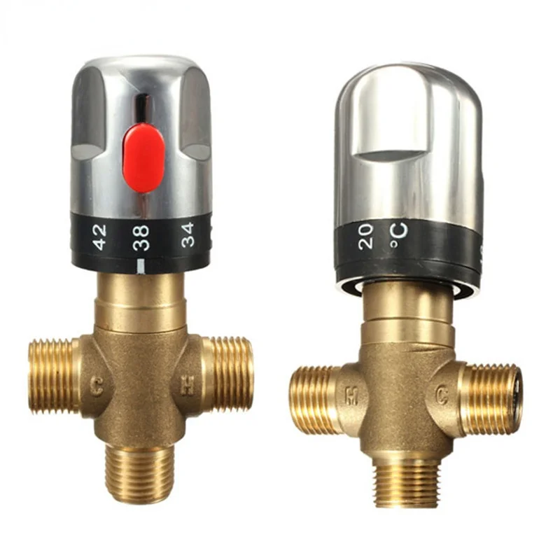 1pc New Durable Brass Pipe Thermostatic Mixing Valve Bathroom Water