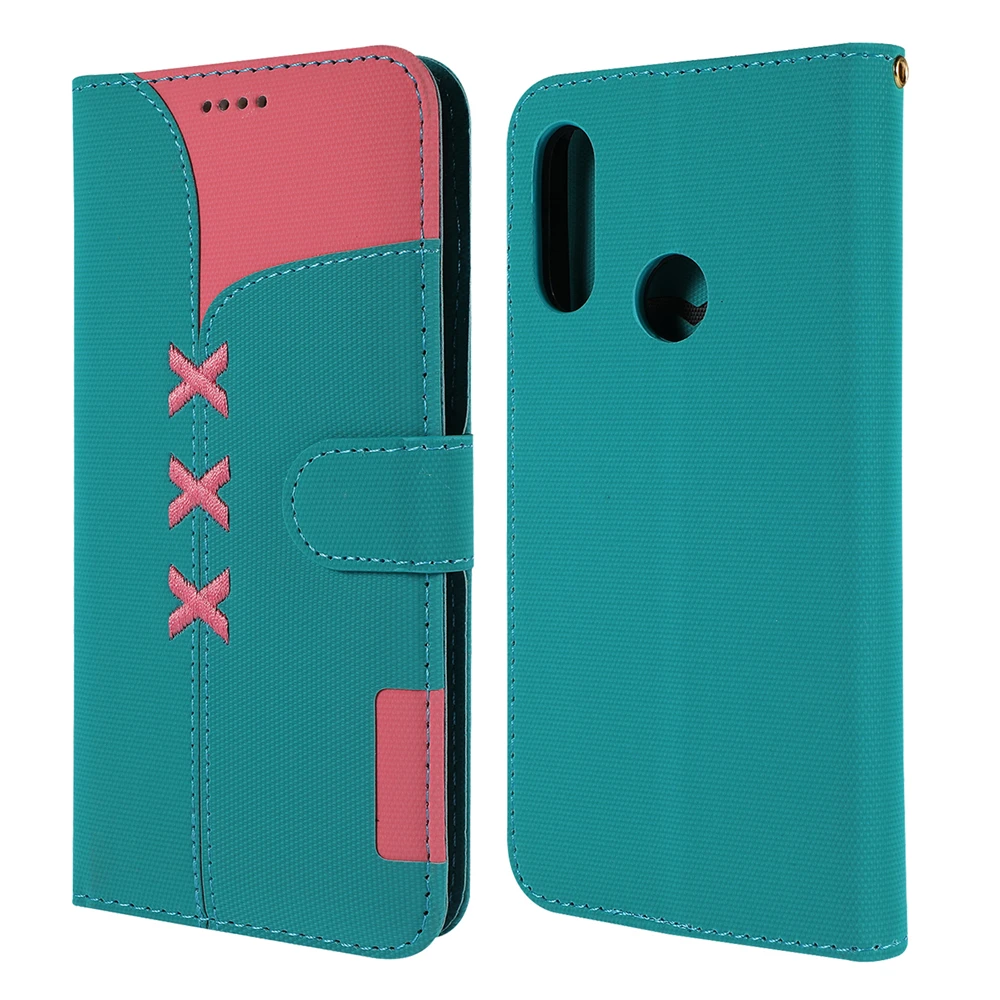 Для huawei Honor 10 Lite 8X7 S 7A Y6 Y5 Nova 3i чехол из искусственной кожи держатель для карт складной Стенд сшивание чехол для телефона - Цвет: Light Blue