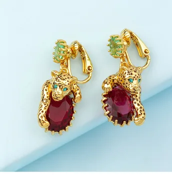

2020 new trendy France enamel leopard jewellry drop earrings brand original high quality clip earrings for women lady girl gift