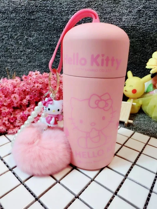 260ml Helloo Kitty Thermos Cup 304 Stainless Steel Water Bottle Pink Kitty Cat Insulated Cup Thermos Flask Hot Water Thermos