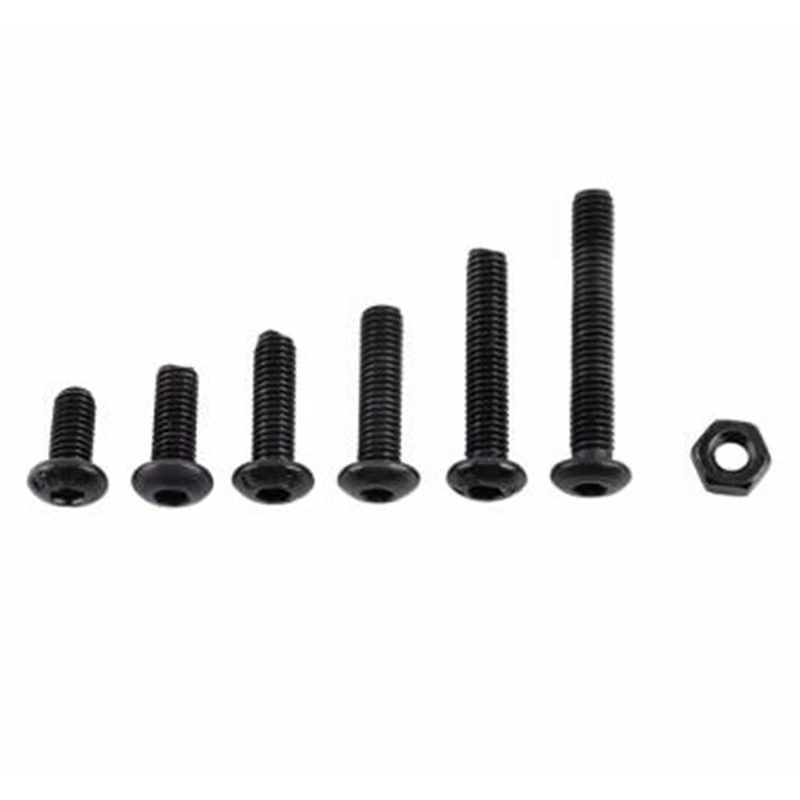 250 Pcs/Set M3 Screws Nuts Alloy Steel Hex Socket Screws Bolt With Hex