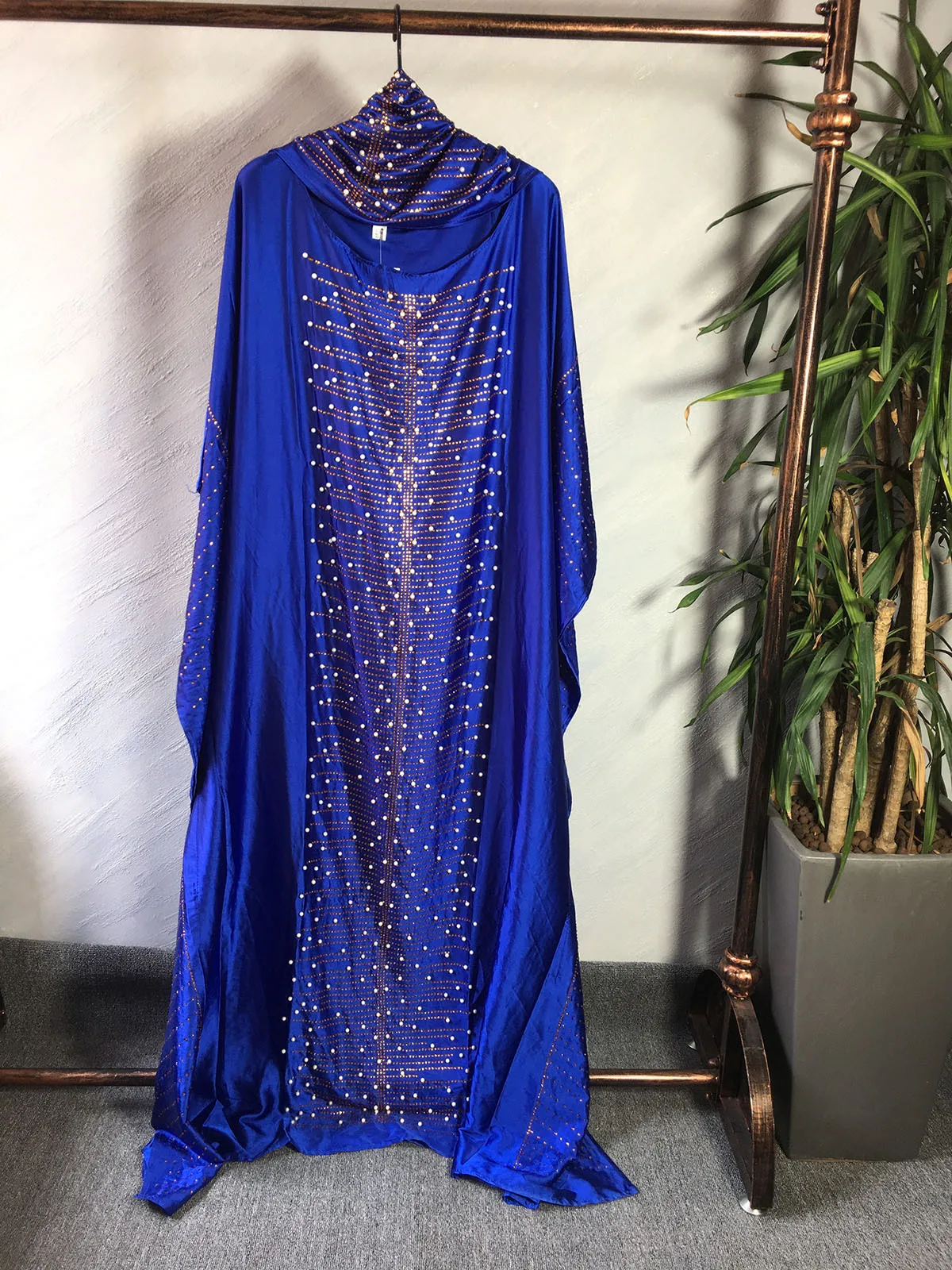 Африканские платья для женщин Бисероплетение Африка одежда мусульманское длинное платье Высокое качество длина модное Африканское платье для леди - Цвет: Синий