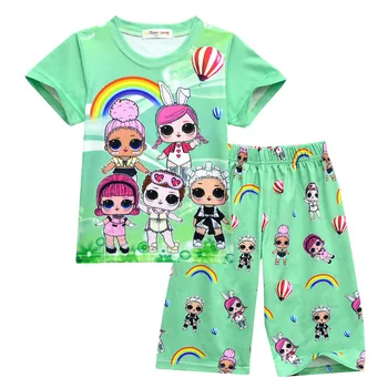 

Toddler Children's Lol Pajamas Summer Short-sleeved Tshirt + Pants Set Kids Pyjamas Boys Girls Clothes Baby Sleepers Sleepwear