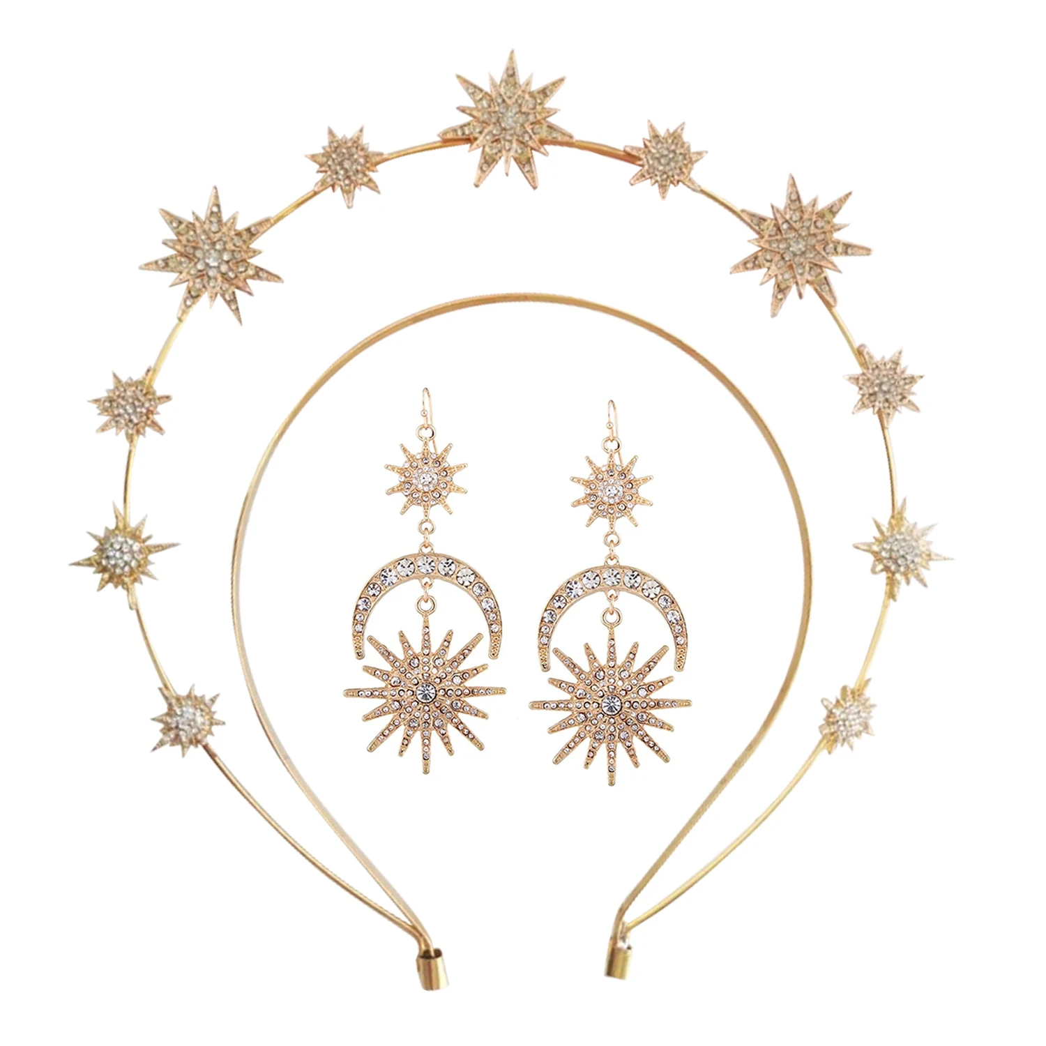 Halo Crown Moon Stars богиня Корона ободок тиара и короны для женщин Boho свадебный головной