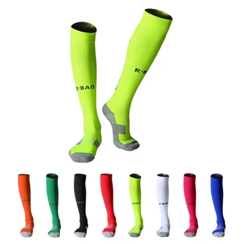 1 paar Lange Voetbal Sokken antislip Sport Voetbal Enkel Been Shin Guard Mannen Vrouwen Compressie Protector Fietsen Sokken 8 kleuren