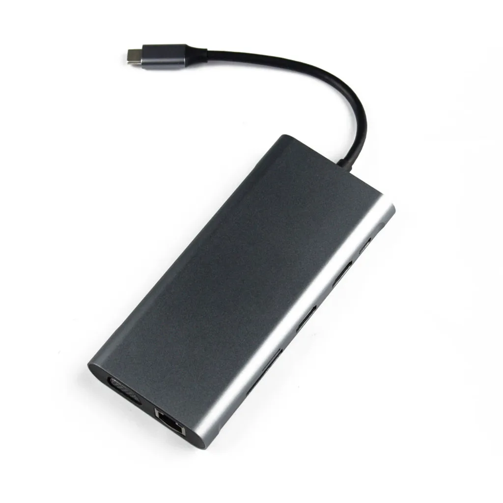 11 в 1 usb-хаб type C-двойной HDMI+ RJ45+ VGA type C-2 HDMI PD SD TF кардридер аудио VGA USB 3,0 usb-хаб