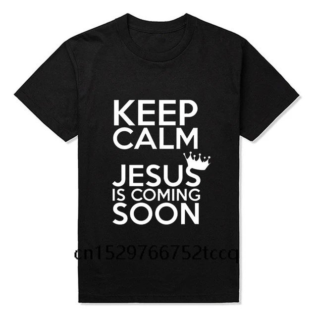 Популярная мужская забавная Повседневная футболка с принтом Keep Calm скоро Иисус