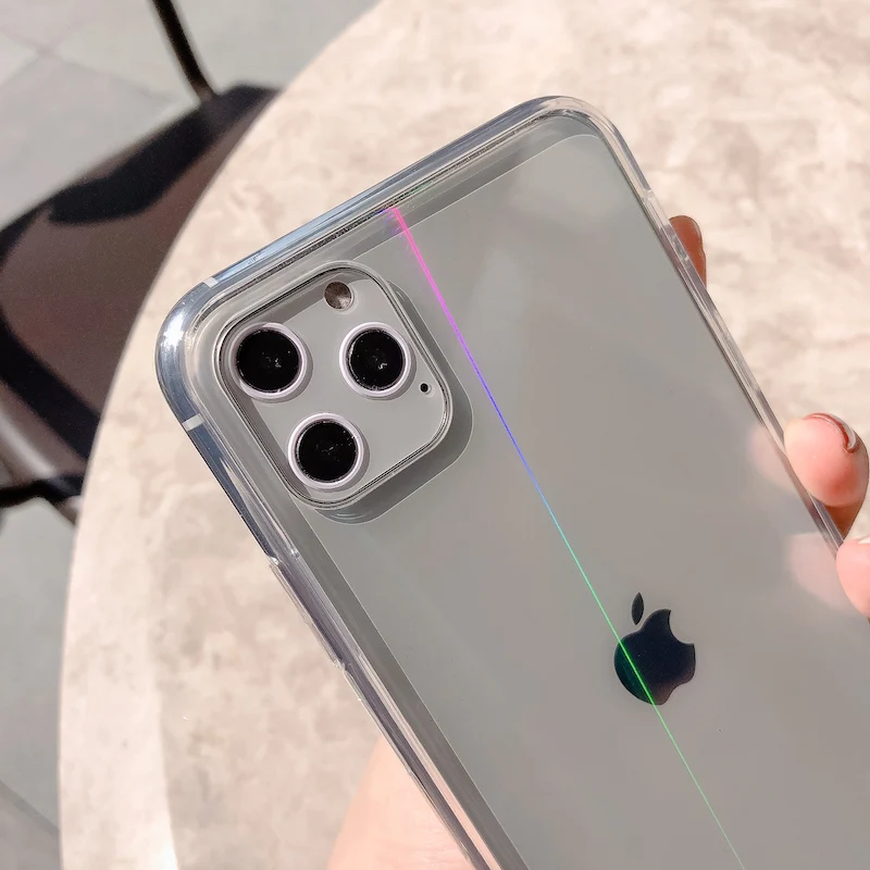 Радужный лазерный чехол для iPhone X XR XS Max 11 11 Pro Max 6 6s 7 8 Plus XS роскошный цветной градиентный прозрачный акриловый чехол для телефона
