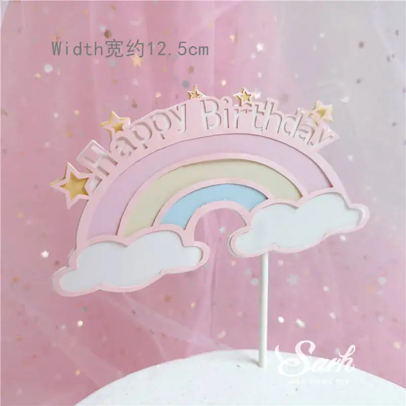 2pc rainbow birthday Галстук-бабочка декоративные ежики с днем рождения колесо обозрения Eat Me Топпер для торта для свадебной вечеринки принадлежности для выпечки Шары Любовь Подарки - Цвет: 2pc rainbow birthday