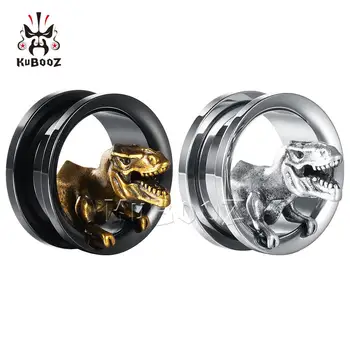 

KUBOOZ Screw Ear Gauges Stretcher Piercing Ring Tunnels Expander Plugs Stainless Steel Dinosaur Earrings Fashion Body Jewelry