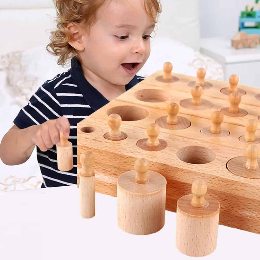  Baby Wooden Materials Montessori Block Toys Educational Games Cylinder Socket Blocks Toy Parent Chi