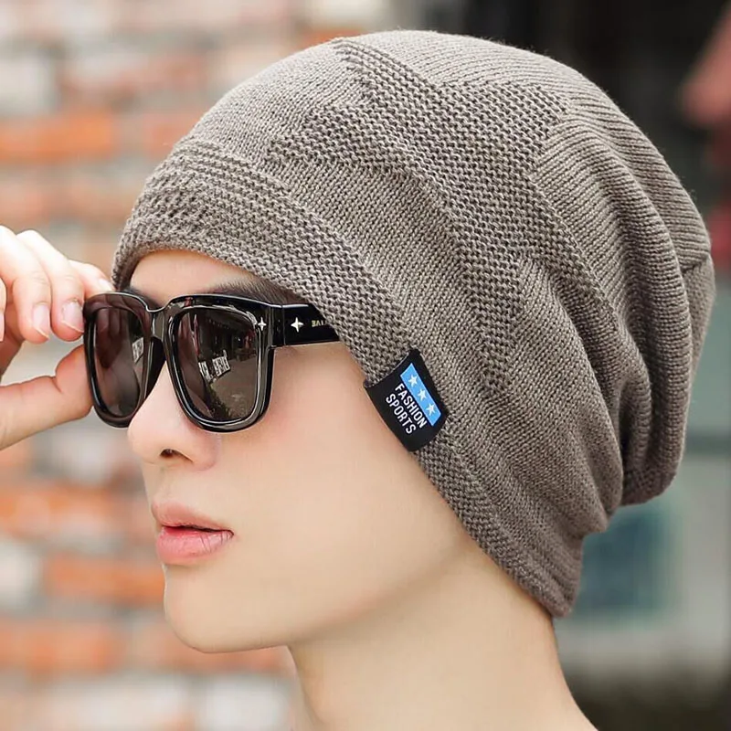 SUOGRY зимние шапки для мужчин Skullies Bonnets Мужская зимняя вязаная шапка шарф шерсть Женский Gorras маска фасоль мужская шапка